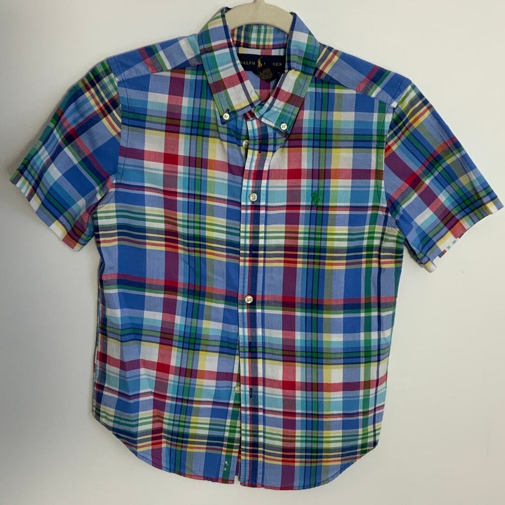 Ralph Lauren Plaid Short Sleeve shirt size medium 10/12